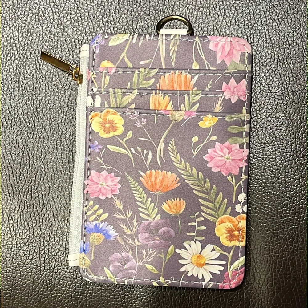 NWOT Floral Card Wallet with Zipper Coin Pouch